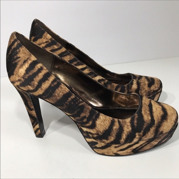 Nina Platform Round Toe Heels 6M Brown Black - Picture 3 of 6